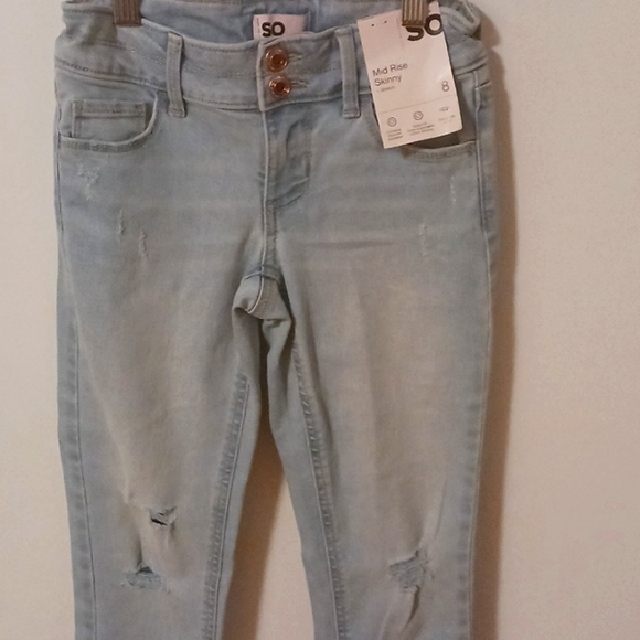 Girls Distressed Light Blue Jeans - Picture 3 of 6